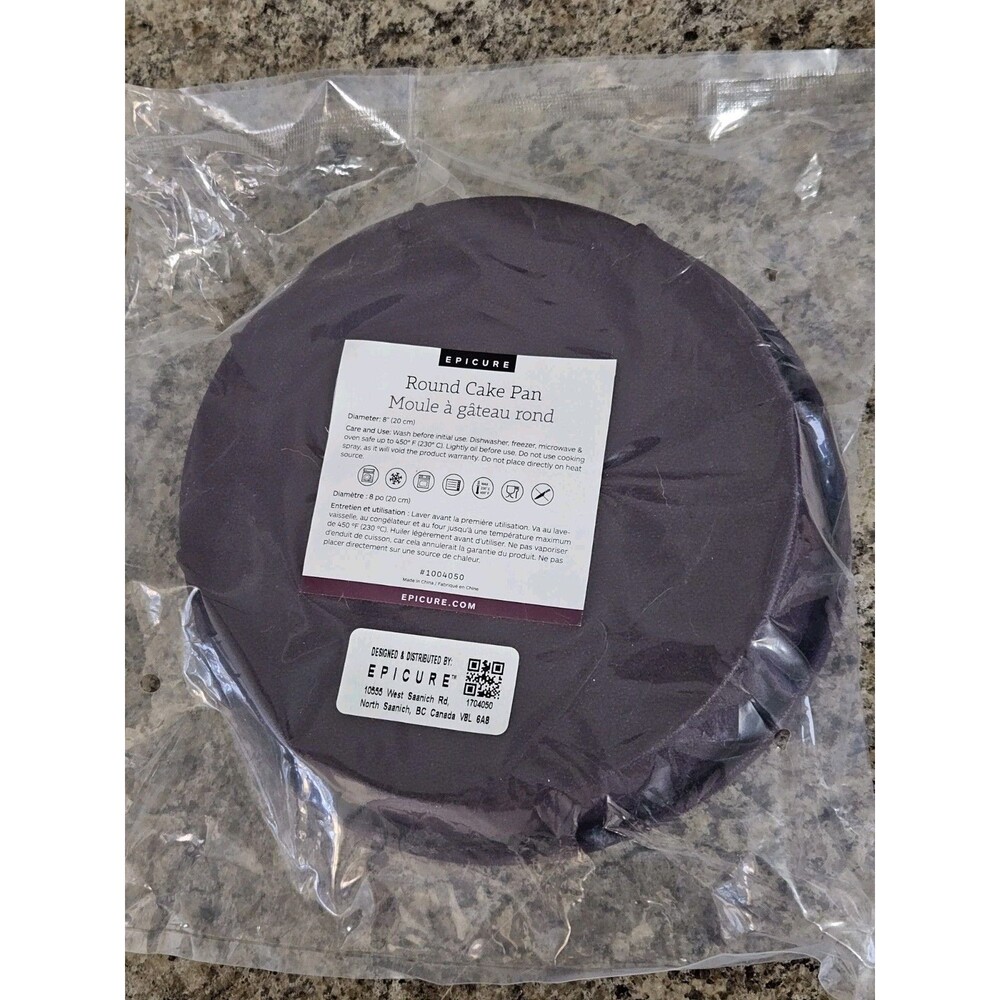 Epicure Silicone 8" Round 8 Cake Pan Baking Mold Purple NIP